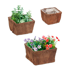 relaxdays Pflanzkübel-Set Holz braun
