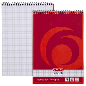 Herlitz Notizblock 110536, kariert, A5, 60g, rot, 50 Blatt 4008110110530 Herlitz