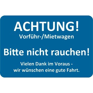 4052301105058 - Aufkleber ACHTUNG! Vorführ- Mietwagen blau weiß 250 St