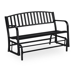 4052025310004 - Schaukelbank Stahl 220 kg Traglast 2 Sitzer Bank mit Schaukelfunktion HxBxT 86 x 127 x 69 cm schwarz - Relaxdays