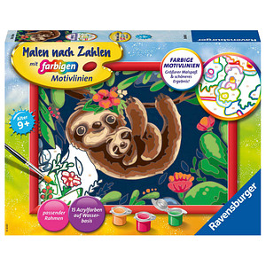 4005556286980 - Ravensburger Malen nach Zahlen 28698 - Niedliche Faultiere - Kinder ab 9 Jahren