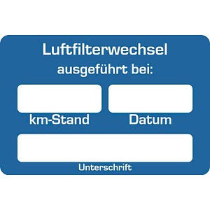 4052301044050 - Aufkleber Luftfilter-Wechsel ausgeführt bei blau weiß 250 St