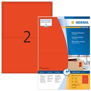4008705045674 - HERMA Farbige Etiketten 4567 Rot Rechteckig 199 x 143 mm 100 Blatt à 2 Etiketten