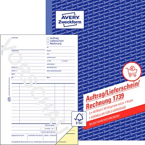 AVERY Zweckform Formularbuch 1739 DIN A5 40 Blatt Weiß/Gelb