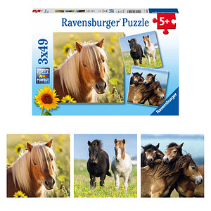 Ravensburger Liebe Pferde Puzzle, 3 x 49 Teile