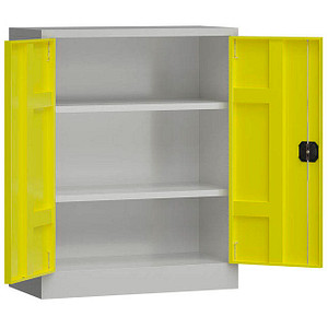 4061815503038 - Stahlschrank ClassiX X-530316 zinkgelb lichtgrau 800 x 380 x 1000 cm aufgebaut  4061815503038 LÜLLMANN