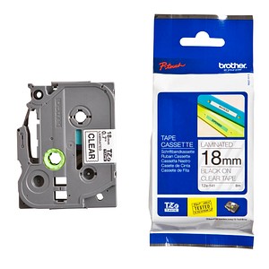 Beschriftungsband TZe-141 TZE141, 18 mm schwarz auf transparent