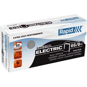 Rapid Heftklammern Electric Super Strong 66/8+, 24868000, Stahldraht verzinkt, Heftleistung 50 Blatt max. 7313468680008 Rapid 5000 Stück