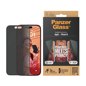 PanzerGlass™ Privacy UWF mit Applikator Display-Blickschutzglas für Apple iPhone 15