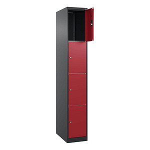 4068192643562 - Schließfachschrank Classic Plus rubinrot schwarzgrau 080000-104 S10021 4 Schließfächer 300 x 500 x 1850 cm 4068192643562 CP