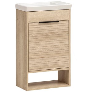 MÖBELPARTNER Waschbecken mit Unterschrank Mads 159075 weiß-eiche 45,5 x 27,0 x 5,0 cm