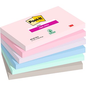 Post-it Haftnotizen 6556SSSOUL, Super Sticky Notes Soulful Collection, 127x76mm, rosa/flamingopink/flieder/denimblau/mint/grau, rechteck 6 Stück