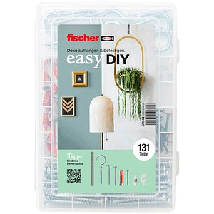 fischer easyDIY Box Dekoration 571944 Dübel- und Schrauben-Sortiment, 131-teilig
