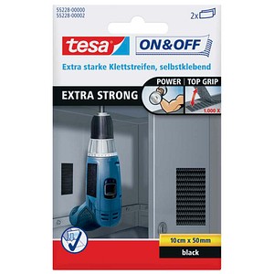 Tesa Klettband On&Off Extra Stark schwarz 10cmx50mm 4042448859488 Tesa 2 Stück