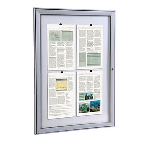 8595578355987 - Schaukasten S-Line 4 x A4 Metallrückwand weiß silber magnetisch 8595578355987 Showdown Displays