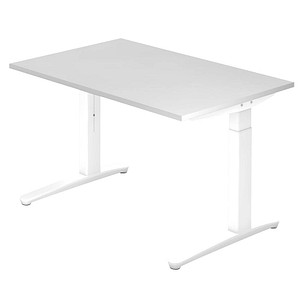 HAMMERBACHER VXB12 höhenverstellbarer Schreibtisch weiß rechteckig, C-Fuß-Gestell weiß 120,0 x 80,0 cm