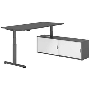4032062330180 - Schreibtischkombination XDSM 19 höhenverstellbar 63-127cm (H) 160x80cm (BxT) rechteckig graphit   graphit 4032062330180 Hamm