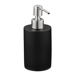4052025908737 - Seifenspender 180 ml nachfüllbar Bad wc Küche Flüssigseifenspender Polyresin Edelstahlpumpe schwarz - Relaxdays 4052025908737 - Seifenspender 180 ml nachfüllbar Bad wc Küche Flüssigseifenspender Polyresin Edelstahlpumpe schwarz - Relaxdays