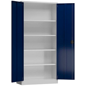 4061815855304 - Stahlschrank ClassiX X-530341 enzianblau lichtgrau 920 x 420 x 1945 cm aufgebaut  4061815855304 LÜLLMANN