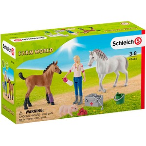 Image of Schleich® Farm World 42486 Arztbesuch bei Stute und Fohlen Spielfiguren-Set