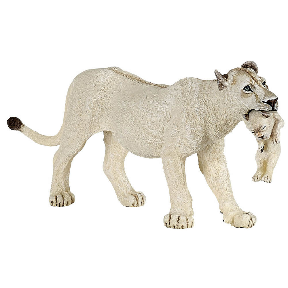 papo Wildtiere der Welt 50203 Weiße Löwin mit Juntier Spielfigur