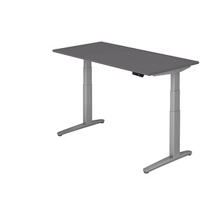 HAMMERBACHER XBHM16 elektrisch höhenverstellbarer Schreibtisch grafit rechteckig, C-Fuß-Gestell silber 160,0 x 80,0 cm