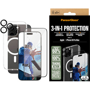PanzerGlass™ 3-in-1 Schutz-Set für Apple iPhone 16 Pro Max