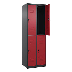 4068192642213 - Spind Classic Plus rubinrot schwarzgrau 080300-20 S10066 4 Schließfächer 600 x 500 x 1850 cm 4068192642213 C+P-Möbel