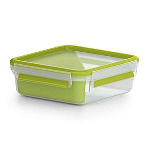 4009049449296 - Clip & Go Sandwichbox quadratisch 850 ml Mit Einsatz in Dreiecksform - ideal für Sandwich und Co Farbe transparent   grün
