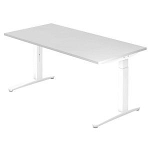 HAMMERBACHER VXB16 höhenverstellbarer Schreibtisch weiß rechteckig, C-Fuß-Gestell weiß 160,0 x 80,0 cm