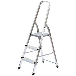 MUNK Stehleiter 11124, 1x 3 Stufen, silber, Aluminium 4031405111240 MUNK