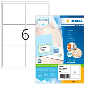 HERMA Adressetiketten 4653 weiß 99,1 x 93,1 mm, 100 Blatt