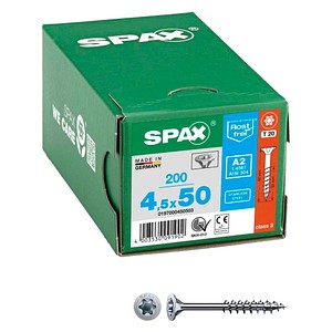 4003530091902 - Universalschraube Holzschraube Edelstahl A2 Teilgewinde Senkkopf T-STAR plus 4CUT-Spitze 45 x 50mm - 200 Stück