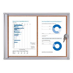 8595578358919 - Schaukasten XS 2 x A4 mit Korkrückwand braun silber 8595578358919 Showdown Displays