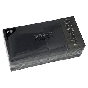 Papstar Servietten Daily Collection schwarz 2-lagig 12,0 x 12,0 cm 4002911334010 Papstar 150 Stück