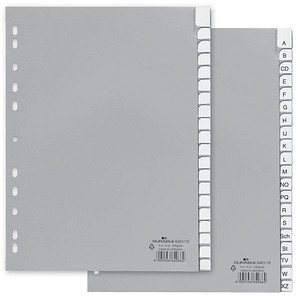 DURABLE Ordnerregister DIN A4 Vollformat A-Z grau 20-teilig mit Wechseltaben, 1 Satz