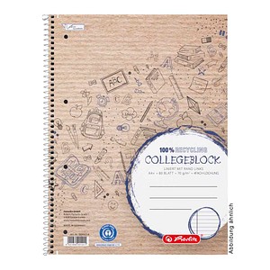 4021666001411 - Collegeblock 100050219 Recycling Schule Lineatur 27   liniert mit Rand innen außen A4+ 70g beige 80 Blatt 4021666001411 La