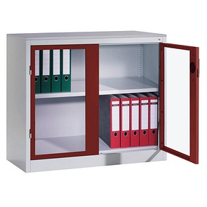 CP Metallschrank 8821-055 S10203 lichtgrau, rubinrot, Acrylglas 93,0 x 50,0 x 100,0 cm, aufgebaut, 1 St.