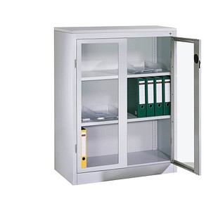 4064615243210 - CP Stahlschrank 8531-055 1060-80 lichtgrau Acrylglas 1200 x 500 x 1200 cm aufgebaut