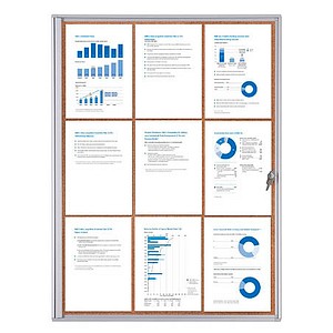 8595578359473 - Schaukasten XS 9 x A4 mit Korkrückwand braun silber 8595578359473 Showdown Displays