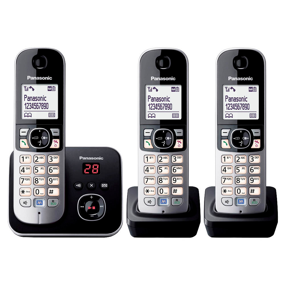 Panasonic KX-TG6823GB Schnurloses Telefon-Set mit Anrufbeantworter schwarz-silber