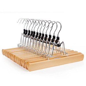 6955880318414 - Songmics - calicosy - Set aus 12 rutschfesten Kleiderbügeln mit Klammern für Hosen - L25 x H17 cm - Holz