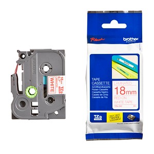 Beschriftungsband TZe-242 TZE242, 18 mm rot auf weiß