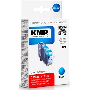 KMP C74 cyan Tintenpatrone ersetzt Canon CLI-521 C KMP C74 cyan Tintenpatrone ersetzt Canon CLI-521 C