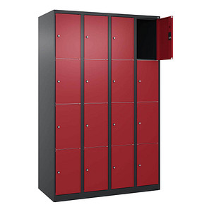 4068427434521 - Schließfachschrank Classic Plus rubinrot schwarzgrau 080000-404 S10030 16 Schließfächer 1200 x 500 x 1850 cm 4068427434521 
