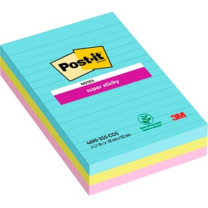 0076308498726 - Post-it® Haftnotizen Super Sticky XL Notes Cosmic 101 x 152 mm farbig & liniert 3 Blöcke á 90 Blatt