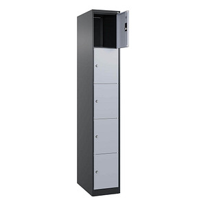 4068427572995 - Schließfachschrank Classic Plus schwarzgrau weißaluminium 080000-105 S10032 5 Schließfächer 300 x 500 x 1850 cm 40684275729