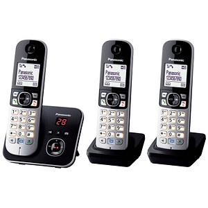 5025232675432 - KX TG6823 - Schnurlostelefon - Anrufbeantworter mit Rufnummernanzeige - DECT - Schwarz + 2 zusätzliche Handsets (KX-TG6823GB)