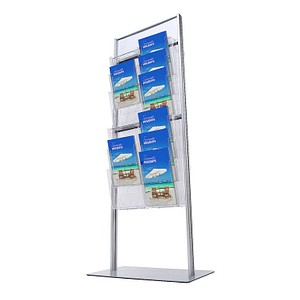 Showdown® Displays Prospektständer 3W230 silber DIN A4 24 Fächer