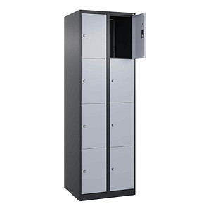4068427573053 - Schließfachschrank Classic Plus schwarzgrau weißaluminium 080000-204 S10038 8 Schließfächer 600 x 500 x 1850 cm 40684275730
